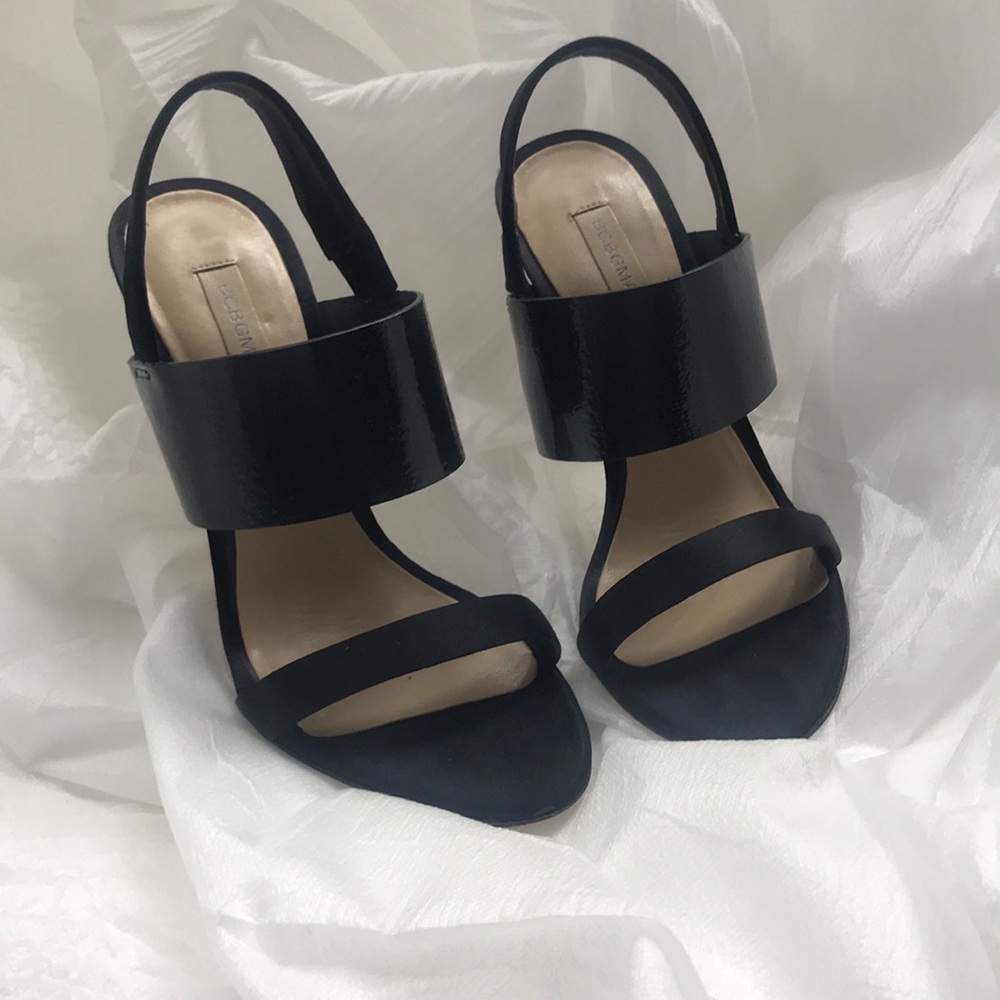 BCBG Max Azaria Black satin “jash” heel